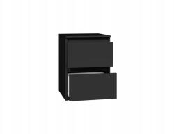 Topeshop Malwa M2 éjjeliszekrény Fekete, Modern Asztal 2 fiókkal (5902838463550)