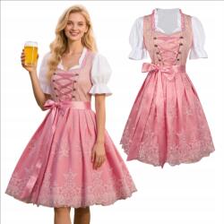  Női Bajor Ruha Dirndl Oktoberfest Hagyományos Hímzett Rózsaszín M (B0F8ZS25YS)