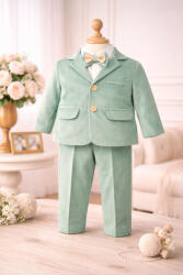 Ie Traditionala Kids Costum baieti botez catifea Mathias - turcoaz