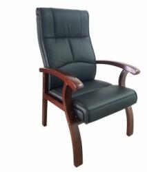  Scaun vizitator conferinta, lemn + piele, negru, H-004