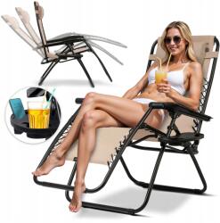 Sofotel Kerti napozóágy Strand Összecsukható Párna Fotel Terasz Szék Bézs (286303)