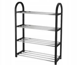 Storage Solutions Cipőtartó polc 65x50x19 cm fém keskeny 4 szintes (P200089 Black)