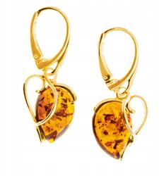  Arany Fülbevaló Nagy Borostyán Ezüstből Ag925 Valentin Napi Ajándék (CzarBursztynu 1d67)