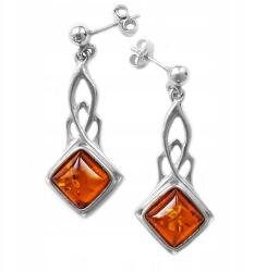  Ezüst Fülbevaló természetes Balti Borostyánnal, Ezüstből Hosszú Lógós (CzarBursztynu 1g09)