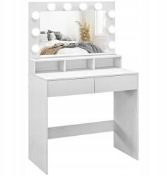Oskar fésülködőasztal tükörrel Led világítás Modern Ifjúsági Hálószoba Fehér (model_2281_1)
