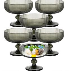 FLORINA Set 6 cupe Inghetata Vacanza, sticla gri, 310 ml, 5905031351716 Pahar