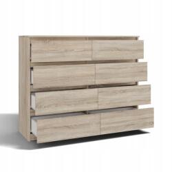 Topeshop Sonona komód 8 fiókkal, 120 cm, tágas és modern (M8 120 SONOMA)