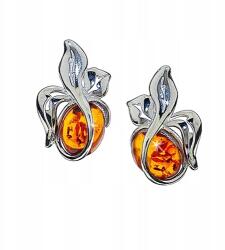  Ezüst Stiftes Fülbevaló természetes Balti Borostyánnal Ag 925 ezüst (CzarBursztynu 1a55)