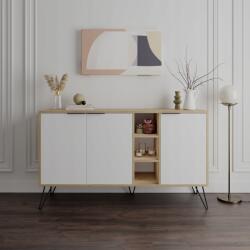  Fiókos komód Houseland Clara 142 cm natúr tölgy/fehér (222379)