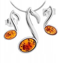  Kotta Jegyzet ezüst szett eredeti Borostyán ezüst lánc Ajándék (CzarBursztynu 1a06)