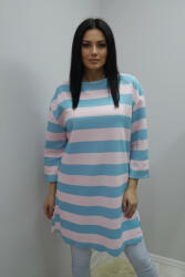  Csíkos alján hullám mintás tunika (kék-rózsaszín) (191709)