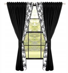  Dekorációs függöny szett pomponokkal 250x190cm fekete-fehér (L610 250x190cm czarno-biały)