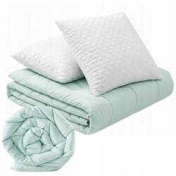 Paplan 160x200cm Meleg steppelt egész éves MENTA-FEHÉR+2 párna 50x60 (COLOURS + miętowa 2x 50x60)