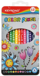 Keyroad Színes ceruza készlet háromszögletű, fém dobozban Keyroad 12 klf. szín - papirx