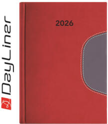Dayliner Határidőnapló Memphis A5 napi, fehér lapokkal piros-szürke Dayliner 2026 - papirx