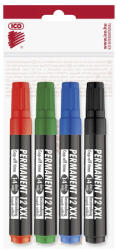 ICO Alkoholos marker készlet, 1-4mm, vágott hegyű, Ico 12XXL, 4 klf. szín - papirx