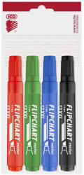 ICO Flipchart marker készlet vízbázisú 1-4mm, vágott Artip 12XXL, 4 klf. szín - papirx