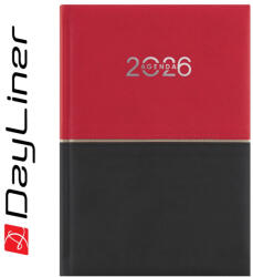 Dayliner Határidőnapló Contrast A5 napi, fehér lapokkal piros-fekete Dayliner 2026 - papirx