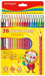 Keyroad Színes ceruza készlet 18 cm háromszögletű Keyroad 36 klf. szín - papirx