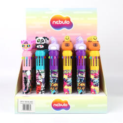 Nebulo Golyóstoll 10színű, funny animals, 30 db/display Nebulo - papirx