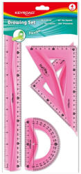 Keyroad Vonalzókészlet, 30 cm, flexibilis vonalzó, szögmérő, 45° és 60° háromszög vonalzók 4 db/bliszter Keyroad vegyes színek - papirx