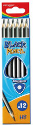 Keyroad Grafitceruza HB, háromszögletű 12 db/bliszter Keyroad Black - papirx
