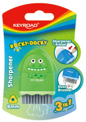 Keyroad Hegyező 1 lyukú radírral és porkefével Keyroad Rocky Docky vegyes színek - papirx