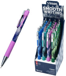 Vinson Golyóstoll nyomógombos 0, 7mm Vinson Wood 108 vegyes test displ 24 db/display - papirx