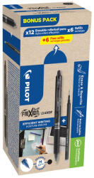 Pilot Rollertoll 0, 5mm, törölhető Pilot Frixion Clicker GreenPack, 12 toll + 12betét, írásszín fekete - papirx