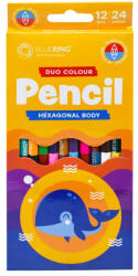 BLUERING Színes ceruza készlet, kétvégű duocolor 12/24 szín Bluering® 24 klf. szín, - papirx