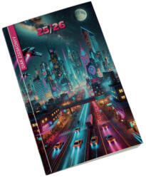 Realsystem Diák zsebkönyv 125mmx205mm, fehér lapokkal 2025/2026 cyberpunk Realsystem