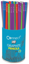 Connect Grafitceruza HB, 5 féle színű kerek test, Connect 72 db/csomag, - papirx