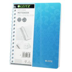 Leitz Spirálfüzet A5, 80lap kockás Leitz Wow jégkék