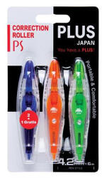 PLUS Corporation Hibajavító roller, 4, 2mm x 6m "PS", 3 különböző szín