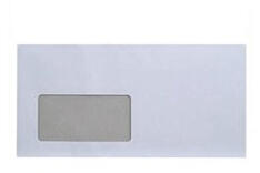 Bluering Boríték LC6/5 enyvezett bélésnyomott bal ablakos 35x90mm 114x229mm B20A20 Bluering® fehér - papirx