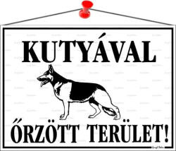  Információs tábla, 35x25 cm, "Kutyával őrzött terület!