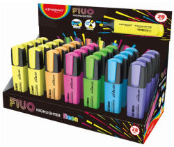 Keyroad Szövegkiemelő vágott hegyű, lapos test, 28 db/display, Keyroad Fluo neon színek - papirx