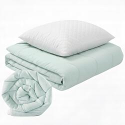  Paplan 160x200cm Meleg steppelt egész éves MENTA-FEHÉR+párna 50x60 (COLOURS + miętowa 50x60)