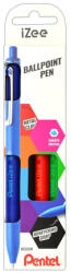 Pentel Golyóstoll nyomógombos 0, 35mm, Pentel iZee 4 db-os kék, piros, fekete, zöld - papirx