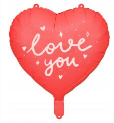 Party Deco Szív alakú fólia lufi I Love You felirattal, 45 cm - Valentin napra, esküvőre, születésnapra