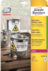 AVERY Etikett címke, 45, 7 x21, 2mm, időjárásálló poliészter, 48 címke/ív, 20 ív/doboz, Avery fehér - papirx