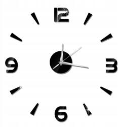  Felragasztható Falióra Modern Diy 3D Fekete Falra 60cm (Zegar ścienny przyklejany do kuchni salonu)