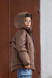 Mashmnie Téli kabát kapucnival, farkas mintával, MashMnie 152/158 (KURTKA ZIMOWA BRĄZOWA ciepła modna kaptur)