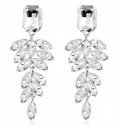 Kokonet Ezüst fülbevaló stift elegáns divatos csillogó estélyi esküvő (3-0581)