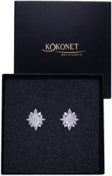 Kokonet Ezüst színű, fülbevaló Vintage stílusú, elegáns kristályokkal, esküvőre, Ajándék (Kolczyki przy uchu z rozetą ŚLUBNE)