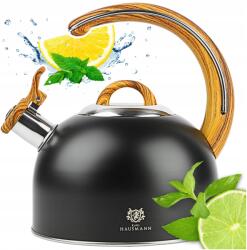 Karl Hausmann Acél Gáz Vízforraló 3L Fekete Síppal Faszerű Fogantyú Indukciós (5905155032706)