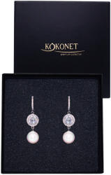 Kokonet Ezüst fülbevaló gyöngy fülbevaló Esküvőre menyasszony Vintage glam (Kolczyki wiszące bigle z perłą i cyrkoniami)