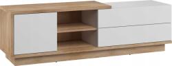 Meblocross Rtv álló szekrény Tv alá Hybrid 160 cm sonoma tölgy fehér fényes (MB.HYBRID HYB-21 K1)