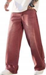  Férfi farmer nadrág Baggy Széles szárú Laza szabás Piros XL (B0DP4CM2JW)