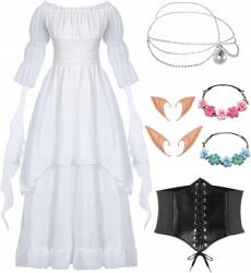  Manó jelmez Női ruha Középkori Viktoriánus Gótikus Fehér L (B0CNQTHFNS)